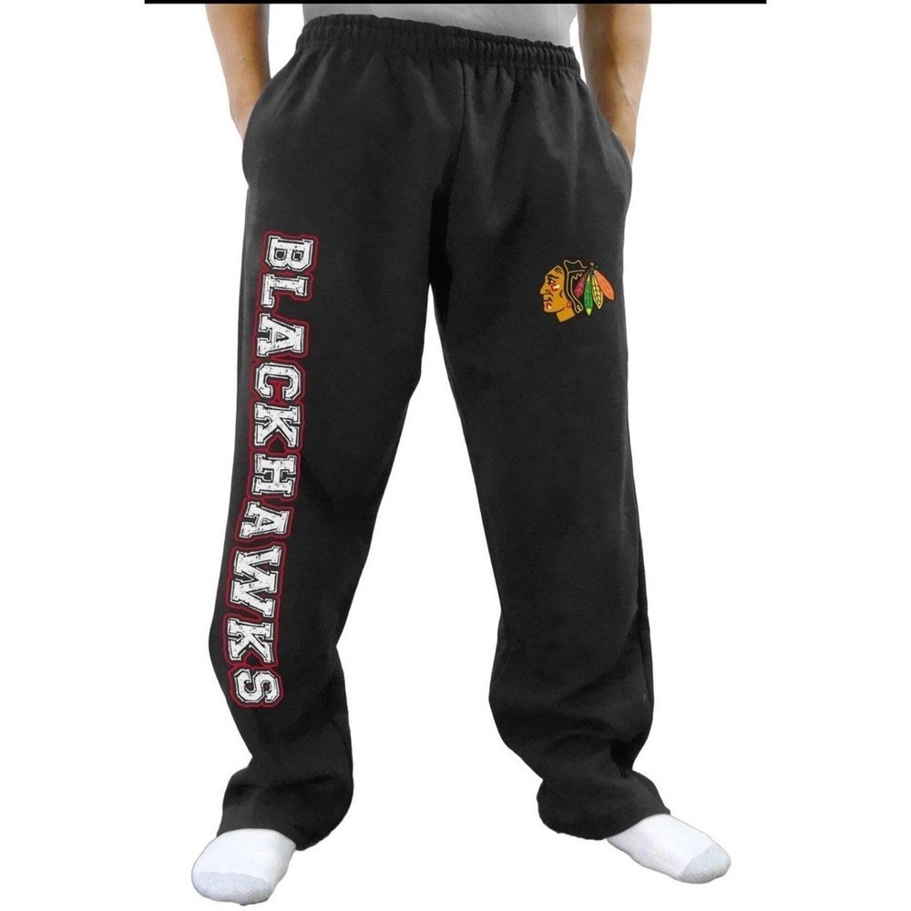 Chicago Blackhawks NHL Licensed Sweatpants Men's Black Jogger Track Pants XL